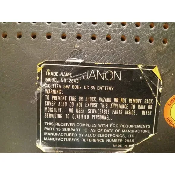 Vintage Janon Solid State AM/FM /TV1 Model No. #2843